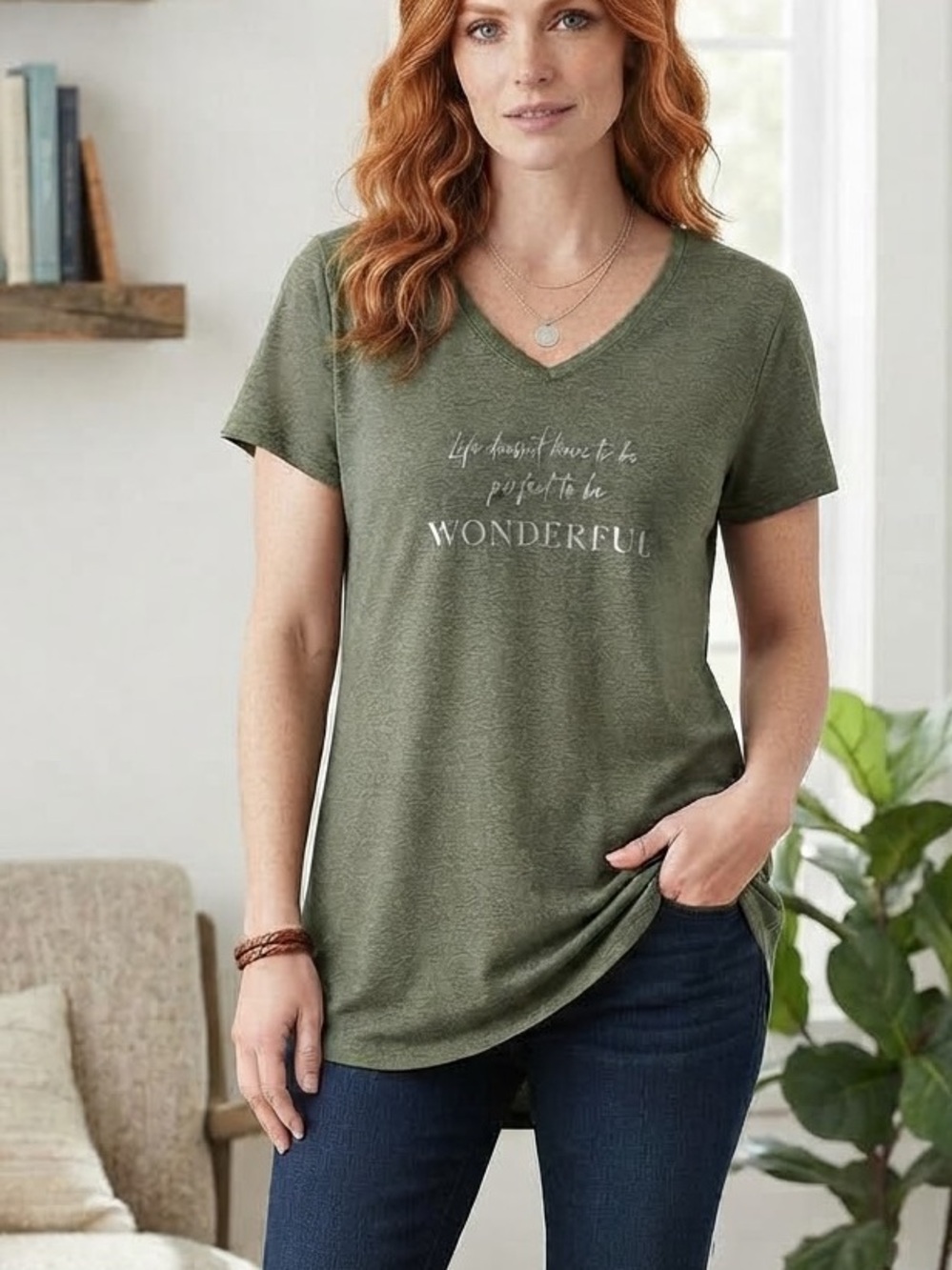 Size L Danskin Green Graphic Tunic T-Shirt (Oversized Fit)